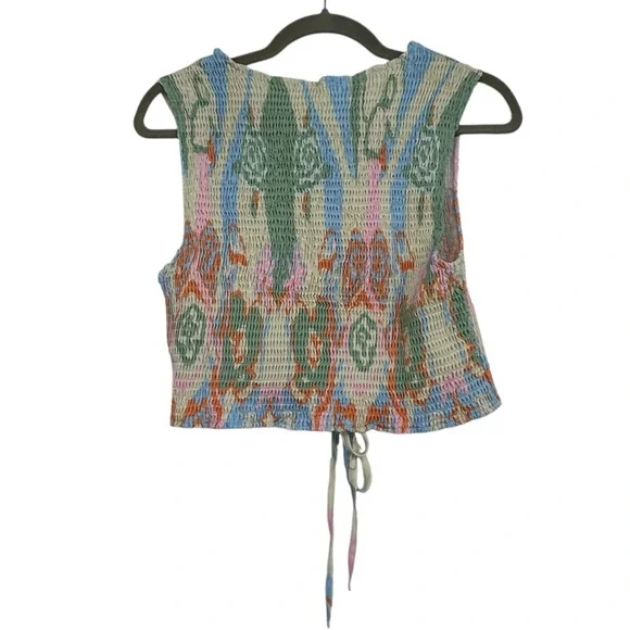 Boho Floral Print Two Piece Set Women’s XL | Smocked Crop Tank & Wide Leg Pants - Picture 12 of 14